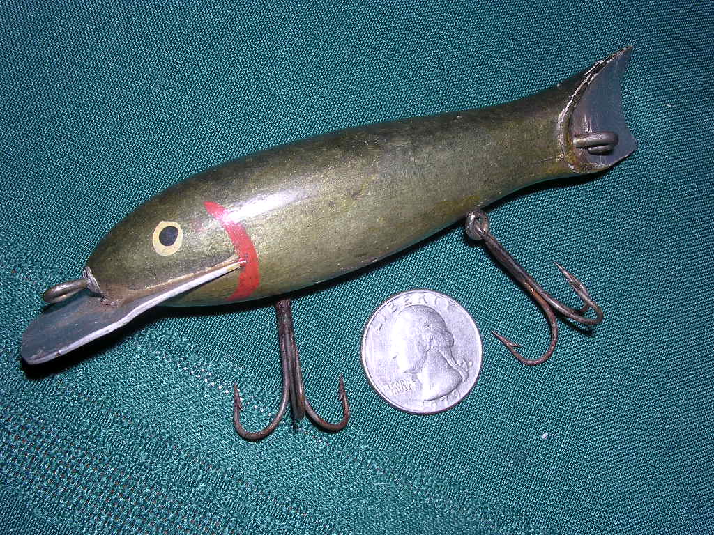 OLD FISHING LURES Unknown RARE Hand Carved Wood Big O Type