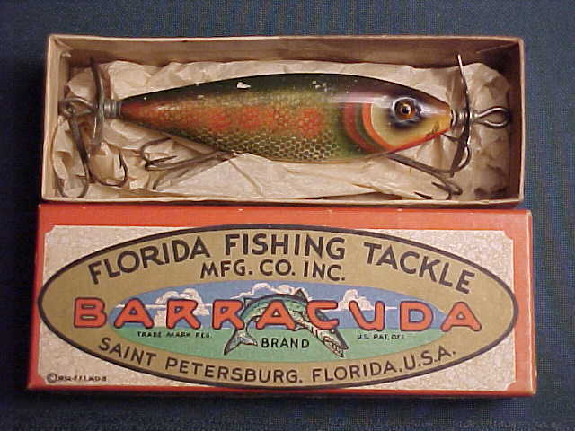 vintage ShurKatch Tackle Musky Minnow No.160 jointed wood lure red white w  box