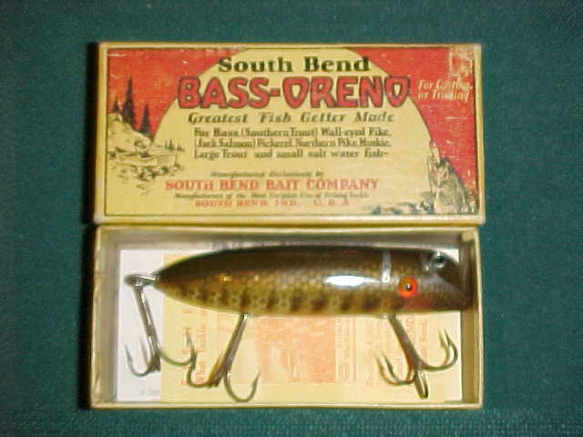 Vintage Wooden South Bend Bass Oreno Fishing Lure Glass Eyes